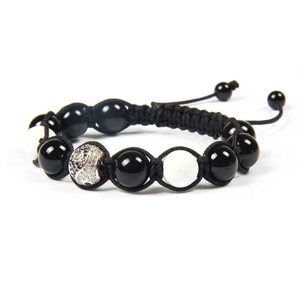 new men's bracelet wholesale 10pcs/lot yingyang cz beads with 10mm white howlite & black onyx stone beads distance macrame bracelet, Golden;silver
new men's bracelet wholesale 10pcs/lot yingyang cz beads with 10mm white howlite & black onyx stone beads distance macrame bracelet, Golden;silver