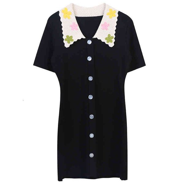 casual dresses high end women's summer knitted dress contrast flower embroidery doll collar sweet light luxury medium length skirt thin, Black;gray
casual dresses high end women's summer knitted dress contrast flower embroidery doll collar sweet light luxury medium length skirt thin, Black;gray