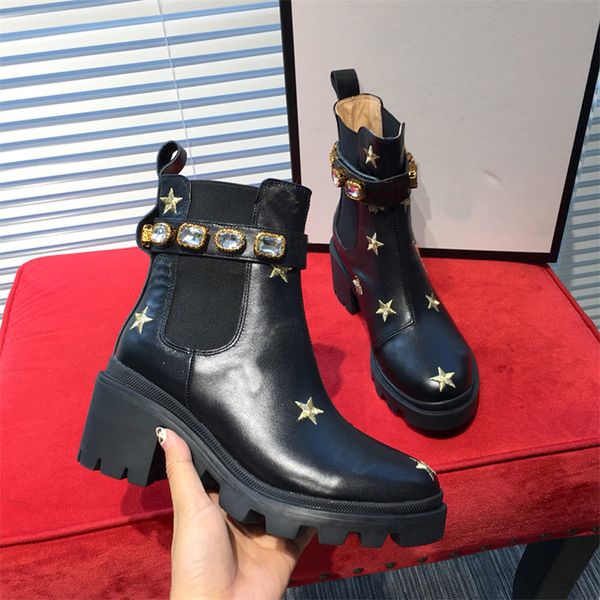 2022 designer women boots platform diamond chunky heel martin boot genuine leather star shoes deserts winter outdoor lady party buckle ankle, Black
2022 designer women boots platform diamond chunky heel martin boot genuine leather star shoes deserts winter outdoor lady party buckle ankle, Black