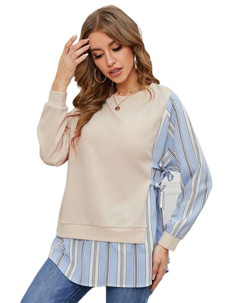 vertical striped knot side 2 in 1 pullover k7ft#, Black
vertical striped knot side 2 in 1 pullover k7ft#, Black