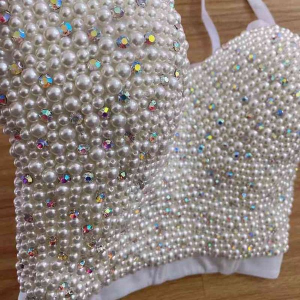high-quality hand-made pearls jewel diamond bralet women's bustier bra cropped vest fashion w1165, White
high-quality hand-made pearls jewel diamond bralet women's bustier bra cropped vest fashion w1165, White