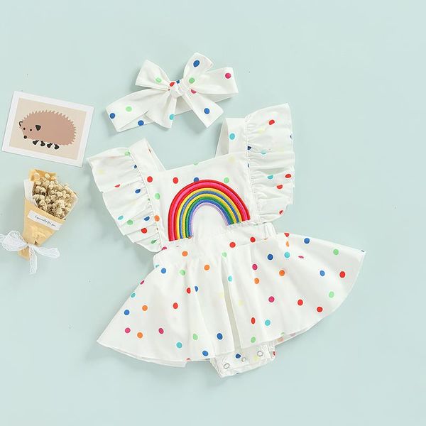 0-24m 2pcs baby girls summer romper dress cute rainbow dots printed ruffle short sleeve backless jumpsuits clothing, Blue
0-24m 2pcs baby girls summer romper dress cute rainbow dots printed ruffle short sleeve backless jumpsuits clothing, Blue
