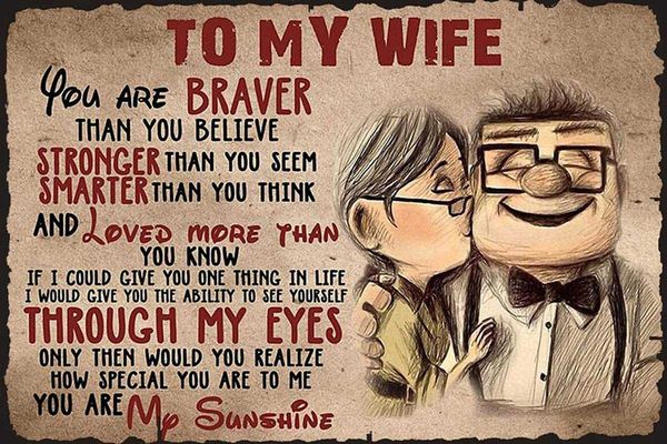 poster to my wife you are braver than you believe gift for retro metal tin sign vintage aluminum sign for home coffee wall decor 8x12 inch
poster to my wife you are braver than you believe gift for retro metal tin sign vintage aluminum sign for home coffee wall decor 8x12 inch