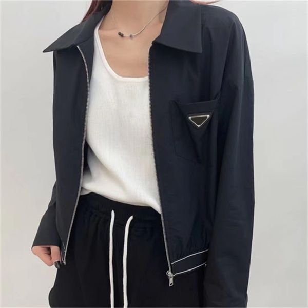 womens short jackets designers fashion street coat metal triangle badge outerwear girls long sleeve streetwear, Black;brown
womens short jackets designers fashion street coat metal triangle badge outerwear girls long sleeve streetwear, Black;brown