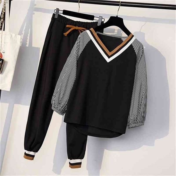 women two piece set spring long sleeve t shirt long pants casual women tracksuit set 5xl 210331, Gray
women two piece set spring long sleeve t shirt long pants casual women tracksuit set 5xl 210331, Gray