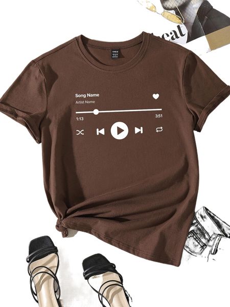letter and graphic print tee 39mz#, White