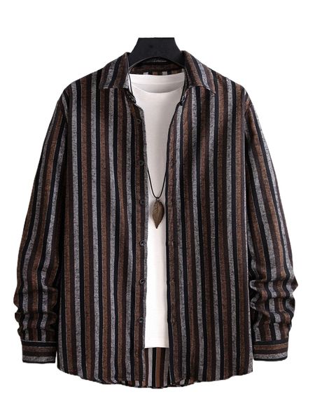 men striped button front shirt without tee s4oc#, White;black
men striped button front shirt without tee s4oc#, White;black