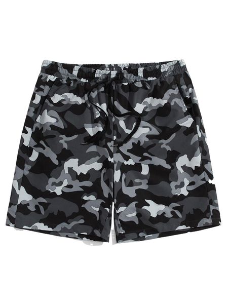men camo print drawstring waist shorts e7l7#, White;black 
men camo print drawstring waist shorts e7l7#, White;black