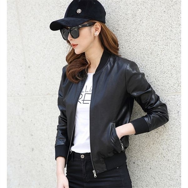 new fashion spring women motorcycle faux pu leather black bomber jacket female short student biker coat ladies' leather jackets t200831
new fashion spring women motorcycle faux pu leather black bomber jacket female short student biker coat ladies' leather jackets t200831