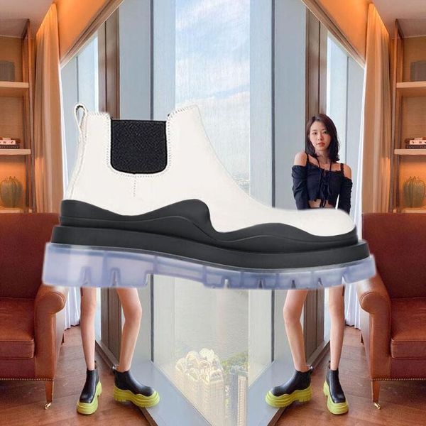 two tone tire chelsea boots women platform chunky boot lady luxe design men calf desiger low calfskin slip-on style round toe boots white+cl, Black
two tone tire chelsea boots women platform chunky boot lady luxe design men calf desiger low calfskin slip-on style round toe boots white+cl, Black