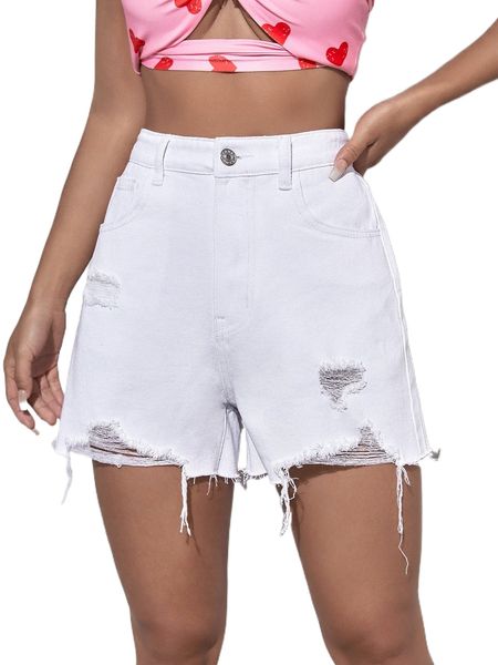 high waist ripped raw cut denim shorts d9ad#, White;black
high waist ripped raw cut denim shorts d9ad#, White;black
