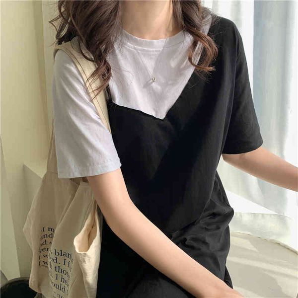 100% cotton 3 sizes mxl black white basic loose long design summer patckwork oneck short sleeve women tshirts 210426
100% cotton 3 sizes mxl black white basic loose long design summer patckwork oneck short sleeve women tshirts 210426