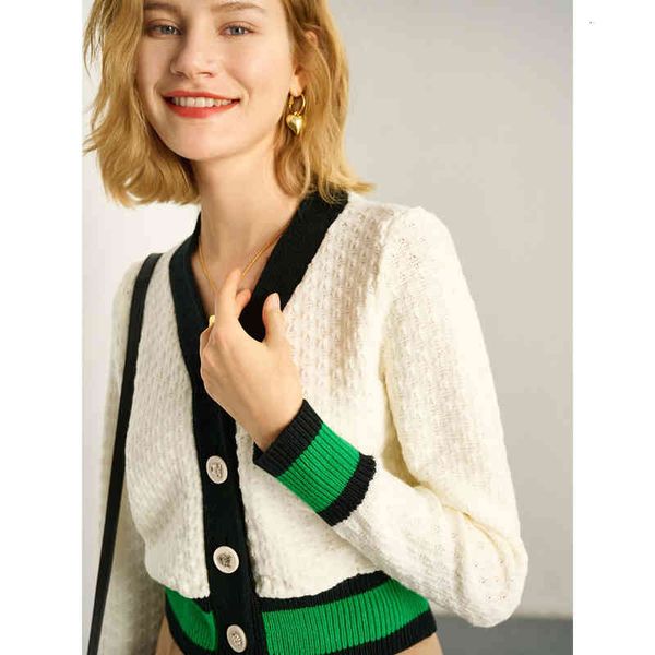 women's sweaters cardigan knitted coat french patchwork design short section v-neck sweater jacket spring woman pxvt, White;black
women's sweaters cardigan knitted coat french patchwork design short section v-neck sweater jacket spring woman pxvt, White;black