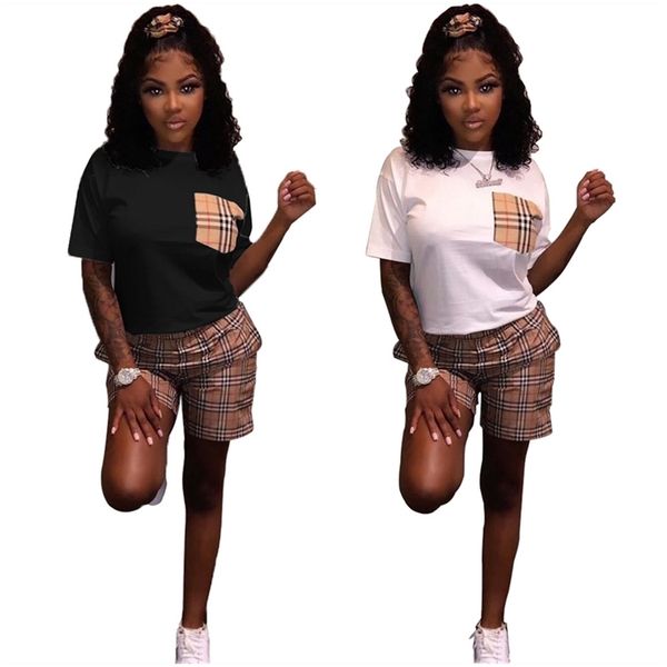 sportswear suit home casual print two piece sets woman plaid pocket stitching short sleeve t shirt and checks shorts outfits 220616, Black;gray
sportswear suit home casual print two piece sets woman plaid pocket stitching short sleeve t shirt and checks shorts outfits 220616, Black;gray