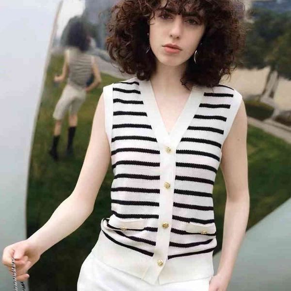 women's tanks & camis mo * co summer striped v-neck cotton wool cardigan vest versatile casual knitted epyi, White
women's tanks & camis mo * co summer striped v-neck cotton wool cardigan vest versatile casual knitted epyi, White