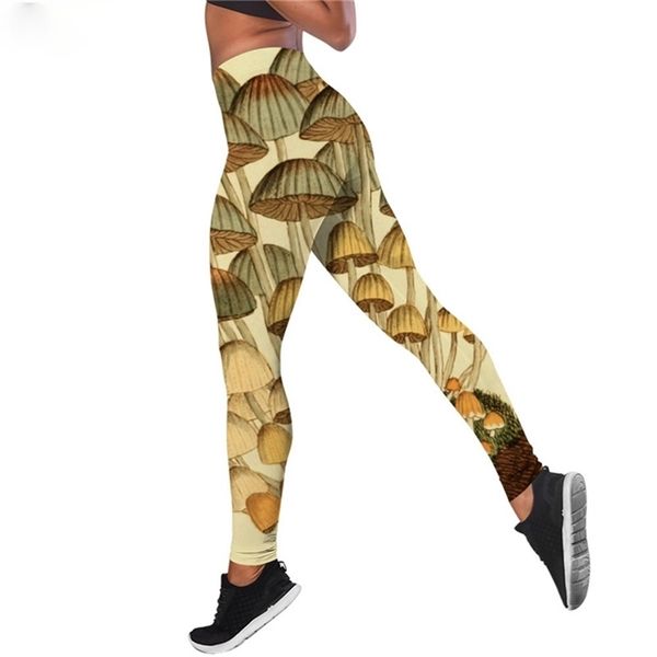 women leggings vintage mushroom print high waist elasticity legging 3d fitness female for gym casual pants w220617, Black
women leggings vintage mushroom print high waist elasticity legging 3d fitness female for gym casual pants w220617, Black