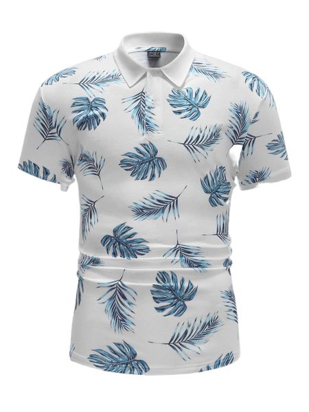 men tropical print polo shirt n11c#, White;black
men tropical print polo shirt n11c#, White;black