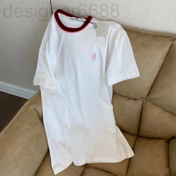women's t-shirt designer 22s early spring loe embroidery small simple color matching thread neckline os loose casual short sleeved wome, White
women's t-shirt designer 22s early spring loe embroidery small simple color matching thread neckline os loose casual short sleeved wome, White