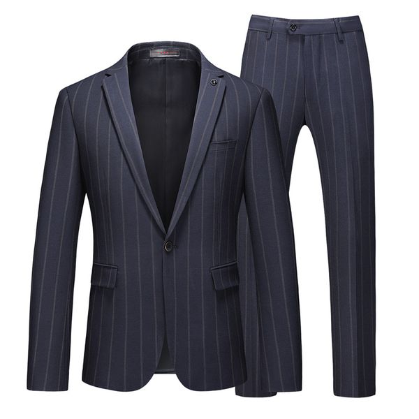 men's suit autumn solid color striped business straight casual trousers two-piece set single row one button professional formal wear, White;black
men's suit autumn solid color striped business straight casual trousers two-piece set single row one button professional formal wear, White;black