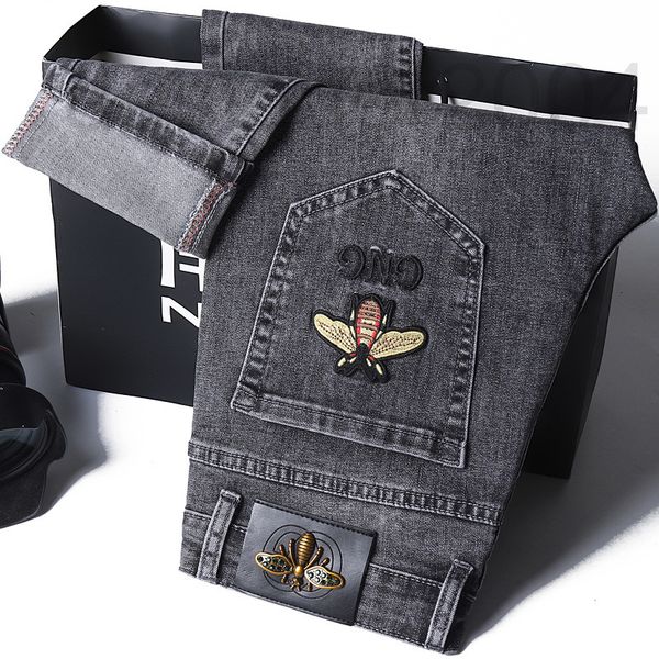 men's jeans designer brand spring and summer slim elastic jeans men's fashion embroidered grey pants abjk, Blue
men's jeans designer brand spring and summer slim elastic jeans men's fashion embroidered grey pants abjk, Blue