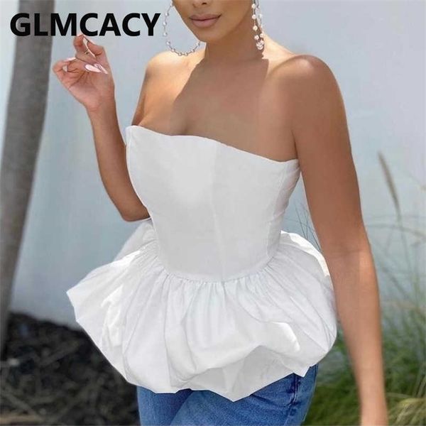 off shoulder tube summer peplum 210702, White 
off shoulder tube summer peplum 210702, White