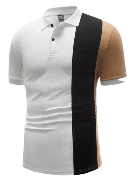 men colorblock polo shirt d3gf#, White;black 
men colorblock polo shirt d3gf#, White;black