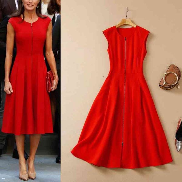 casual dresses red skirt summer women's round neck sleeveless waist zipper dress, Black;gray
casual dresses red skirt summer women's round neck sleeveless waist zipper dress, Black;gray