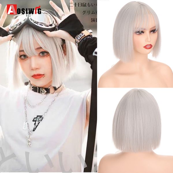 costume accessories aosi synthetic short bob wig straight natural hair with bangs blonde pink grey green cosplay lolita wigs for black white, Silver
costume accessories aosi synthetic short bob wig straight natural hair with bangs blonde pink grey green cosplay lolita wigs for black white, Silver
