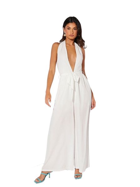 halter neck backless belted jumpsuit e9hs#, Black;white
halter neck backless belted jumpsuit e9hs#, Black;white