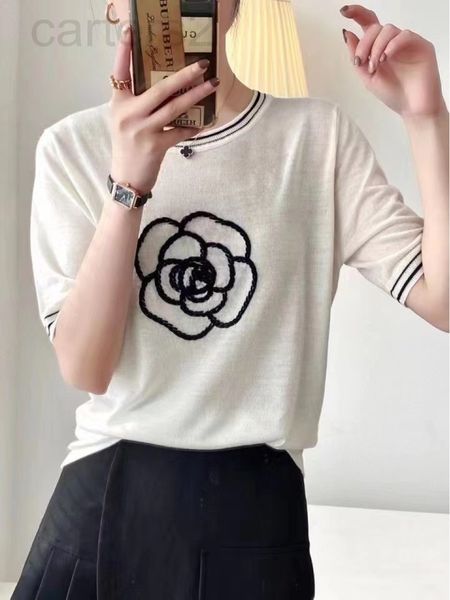 women's knits & tees designer 2022 spring and summer wool xiaoxiangfeng camellia embroidery round neck short white black sweater t-shir
women's knits & tees designer 2022 spring and summer wool xiaoxiangfeng camellia embroidery round neck short white black sweater t-shir