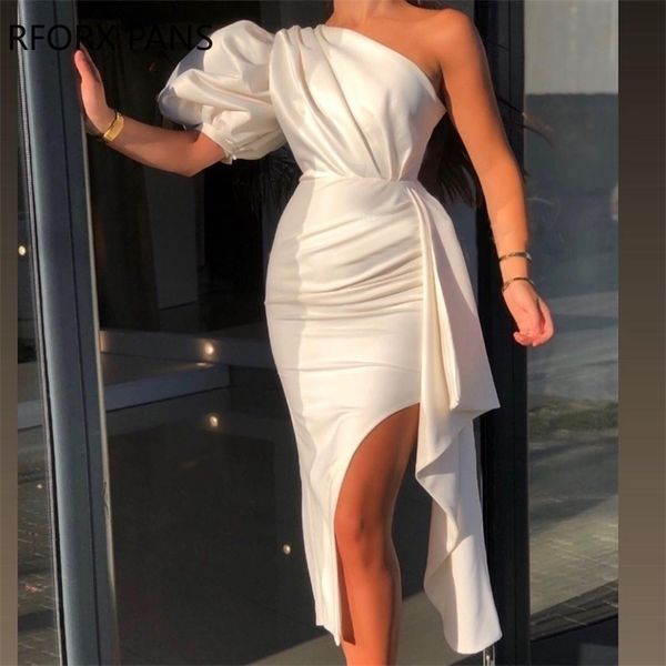 women solid one shoulder puff sleeve ruched slit dress bodycon party for 220629, Black;gray
women solid one shoulder puff sleeve ruched slit dress bodycon party for 220629, Black;gray