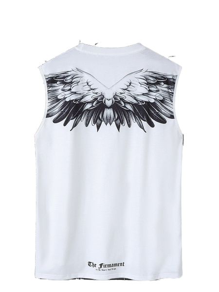men slogan & wings print tank v79r#, White;black