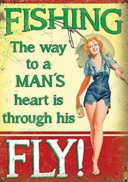 new vintage retro metal tin sign pin up girl fishing the way to a man's heart through his fly outdoor street & home bar club kitchen
new vintage retro metal tin sign pin up girl fishing the way to a man's heart through his fly outdoor street & home bar club kitchen