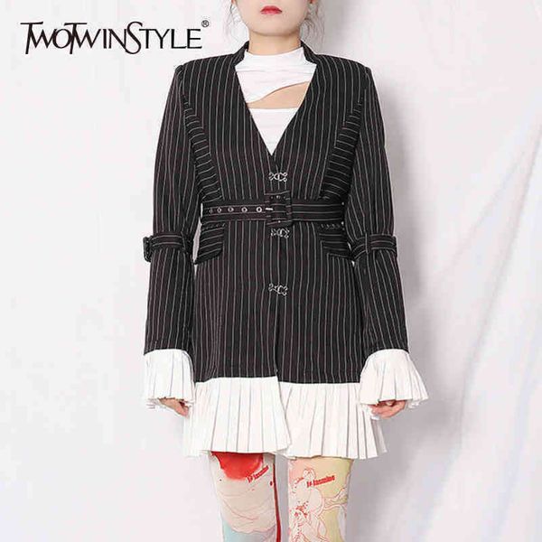 temperament striped blazer for women notched long sleeve sashes patchwork pleated casual blazers female fashion 210423, White;black
temperament striped blazer for women notched long sleeve sashes patchwork pleated casual blazers female fashion 210423, White;black
