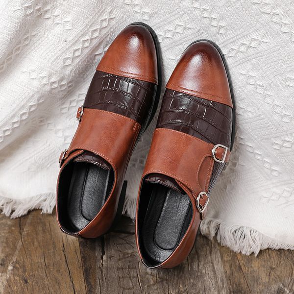 Men Gentleman Monk Shoes Color Matching PU Round Head Crocodile Pattern Double Buckle Fashion Business Casual Daily Dress Shoes, Clear
Men Gentleman Monk Shoes Color Matching PU Round Head Crocodile Pattern Double Buckle Fashion Business Casual Daily Dress Shoes, Clear