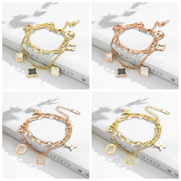 elegant clover charm bracelet fine design double layered bracelets for women gift, Golden;silver
elegant clover charm bracelet fine design double layered bracelets for women gift, Golden;silver