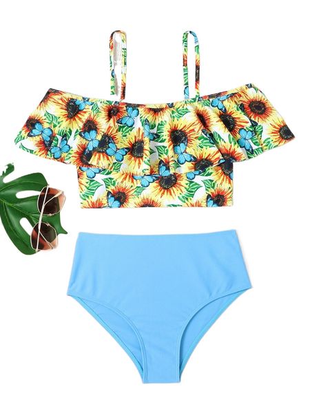 2pcs sunflower & butterfly print ruffle hem cold shoulder bikini swimsuit u0ha#, White;black
2pcs sunflower & butterfly print ruffle hem cold shoulder bikini swimsuit u0ha#, White;black