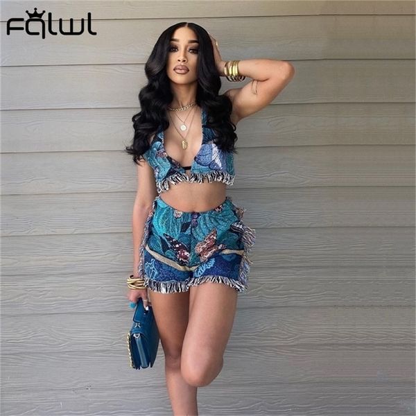 fqlwl summer streetwear fashion 2 two piece sets women outfits halter crop print shorts sets casual tassel matching set 220602, Gray
fqlwl summer streetwear fashion 2 two piece sets women outfits halter crop print shorts sets casual tassel matching set 220602, Gray