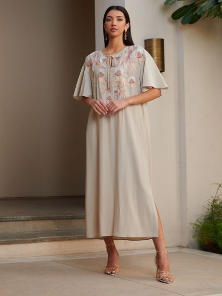 lyocell embroidery tunic dress c5lh#, Black;gray
