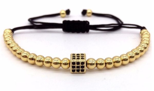 gold silver micro pave cz cubic zirconia rope adjusted copper beads bracelet square charm braided bangles women, Black
gold silver micro pave cz cubic zirconia rope adjusted copper beads bracelet square charm braided bangles women, Black