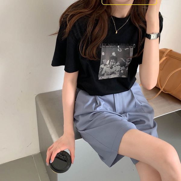 cotton character pattern korean style fashion loose all match vintage short sleeve women oneck summer tshirts 210426, White
cotton character pattern korean style fashion loose all match vintage short sleeve women oneck summer tshirts 210426, White