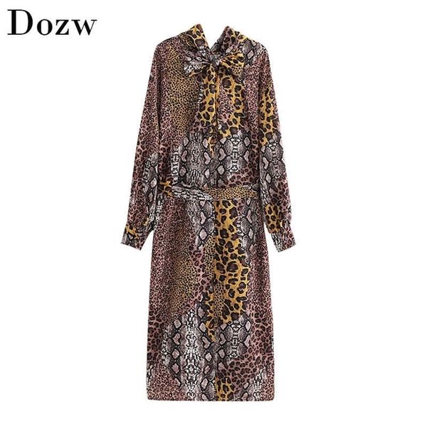 women fashion leoapard print long satin dress bow tie collar long sleeve vintage animal printed dresses stylish sashes dress 210414, Black;gray
women fashion leoapard print long satin dress bow tie collar long sleeve vintage animal printed dresses stylish sashes dress 210414, Black;gray