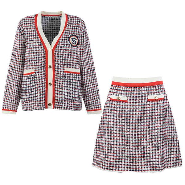 two piece dress sand women sets contrast trim v-neck cardigan plaid mini french pairs fashion u8le, White
two piece dress sand women sets contrast trim v-neck cardigan plaid mini french pairs fashion u8le, White