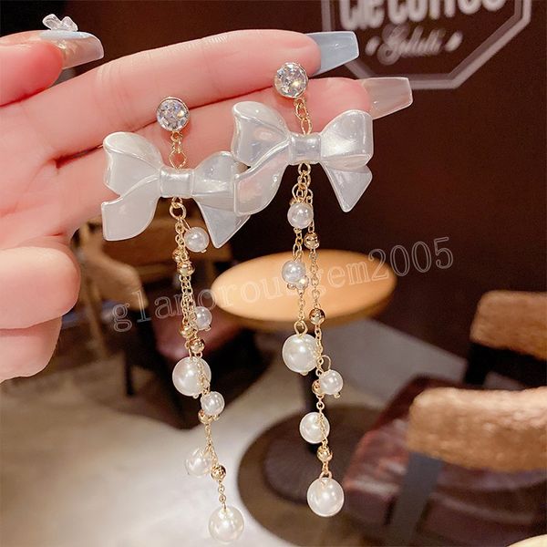 temperament fashion bow pearl tassel earrings for women korean fashion dangle earring daily birthday party jewelry gifts, Silver
temperament fashion bow pearl tassel earrings for women korean fashion dangle earring daily birthday party jewelry gifts, Silver