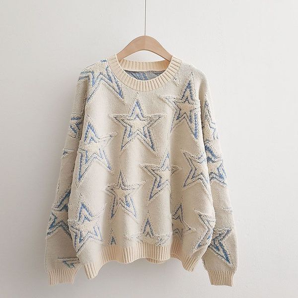 winter women korean style three-dimensional star knitted letter sweater ladies loose thick long-sleeved pullover o-neck sweater, White;black
winter women korean style three-dimensional star knitted letter sweater ladies loose thick long-sleeved pullover o-neck sweater, White;black