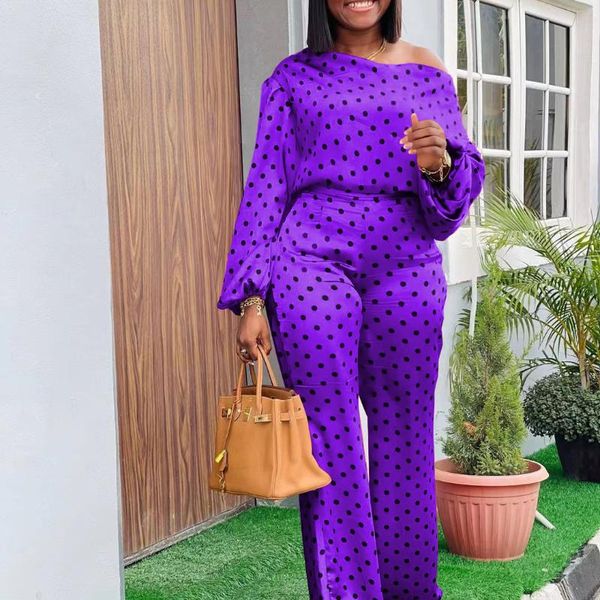 women's two piece pants pieces set women polka dot print one shoulder long sleeves high waist autumn spring party evening casual outfit, White
women's two piece pants pieces set women polka dot print one shoulder long sleeves high waist autumn spring party evening casual outfit, White