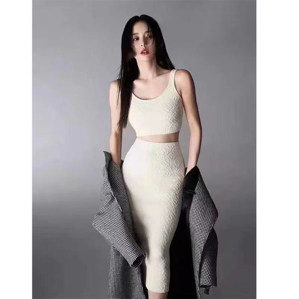 casual dresses designer high-quality skirt trendy brand two-piece set small suspenders embossed bag hip fashion high-end sense slim slim sui, White
casual dresses designer high-quality skirt trendy brand two-piece set small suspenders embossed bag hip fashion high-end sense slim slim sui, White