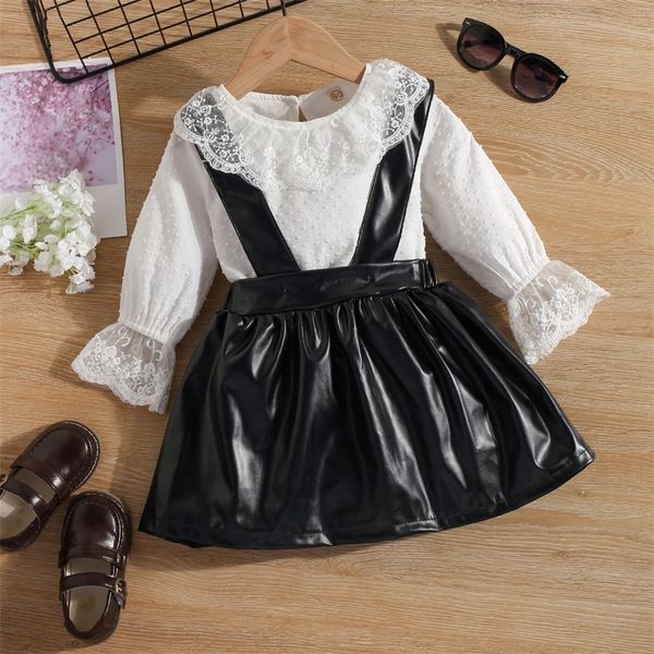 childrens clothes suit girls lace bottoming shirt leather pu strap skirt 2 pcs spring autumn baby fashion longsleeved outfits 220721, White
childrens clothes suit girls lace bottoming shirt leather pu strap skirt 2 pcs spring autumn baby fashion longsleeved outfits 220721, White