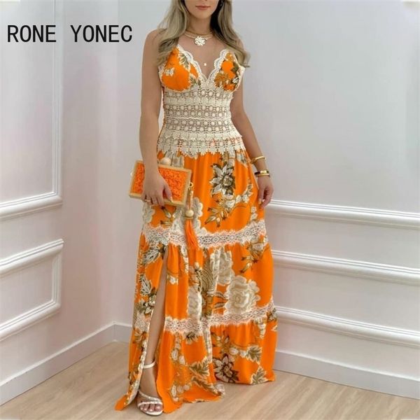 women floral print contrast lace split hem maxi dress vacation dresses 220425, Black;gray
women floral print contrast lace split hem maxi dress vacation dresses 220425, Black;gray