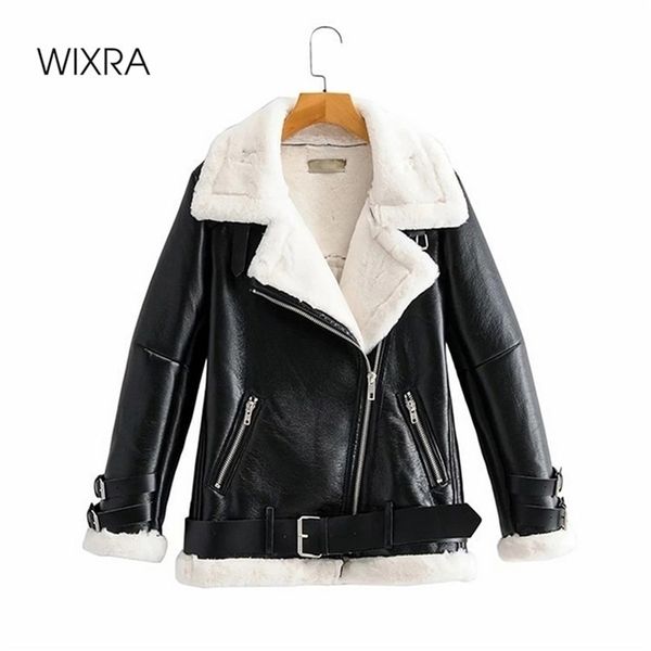 wixra fake faux leather jackets womens winter thick warm coats with lamb wool autumn lace-up casual coats for female 201224, Black
wixra fake faux leather jackets womens winter thick warm coats with lamb wool autumn lace-up casual coats for female 201224, Black